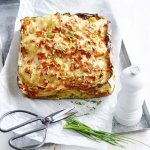 Courgettetaartje met aardappel en rode paprika